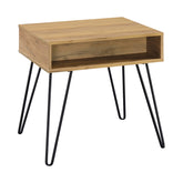 Coaster Fanning Square End Table with Open Compartment Golden Oak and Black Model 723367